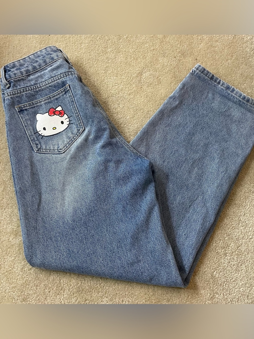 Hello Kitty light blue wash baggy denim jeans Size 26